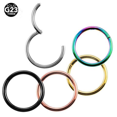 1PC Titanium Septum Clicker Hinged Segment Rings Cartilage Earrings Labret Lip Nose Piercing Body Jewelry PVD 14G/16G ► Photo 1/6