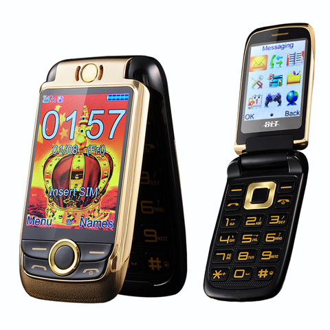 BLT Dual Screen Old Man Metal Cell Phone Vibration Big Touch Display Blacklist Fast Call FM Bluetooth Game Large Key ► Photo 1/6