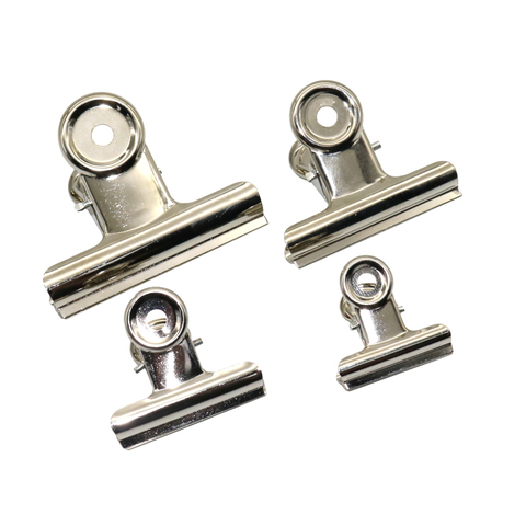 4 Pcs Round Metal Grip Clips Silver Bulldog Clip Stainless Steel Ticket Clip Stationery Bills Metal Clip Office Supplies ► Photo 1/6