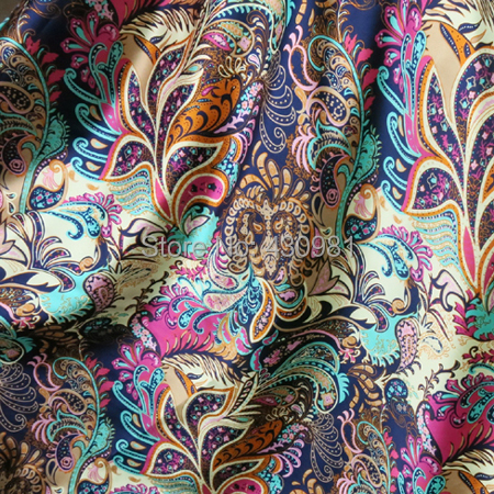 wholesale soft spandex satin fabric for sewing vintage flowers imitate silk material elastic stretch satin fabric print ► Photo 1/6