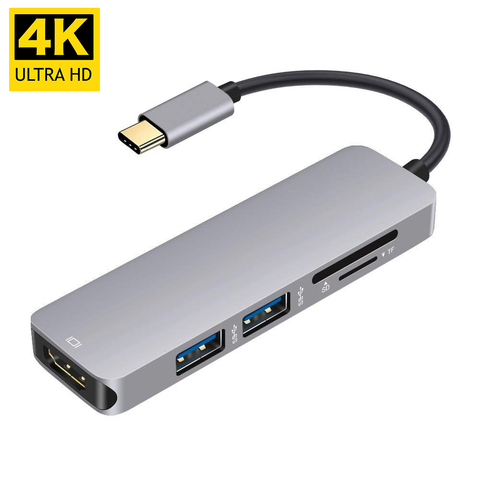 USBC to HDMI 2 USB 3.0 5Gbs SD TF Card Slot 4K 30Hz 1080P Video Output Type C Hub Adapter for MacBook ► Photo 1/6