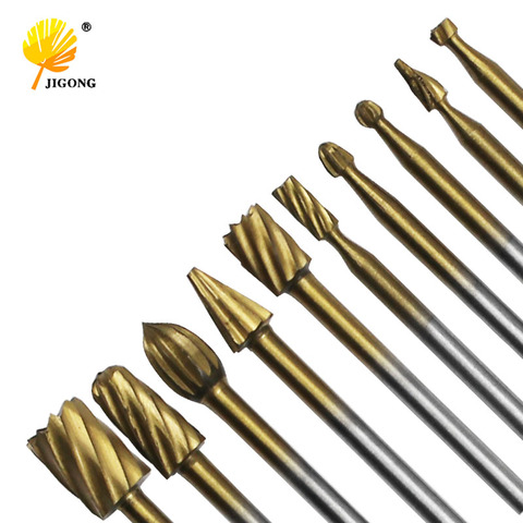 10pcs Set HSS Titanium Routing Rotary Milling Rotary File Cutter Wood Carving Carved Knife Cutter Tools Accessories ► Photo 1/6