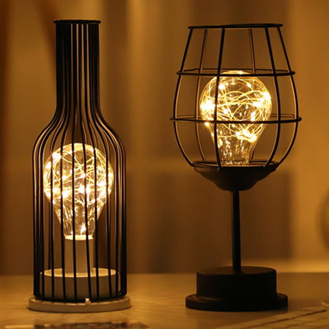 Creative Iron Minimalist Hollow Table Lamps Warm Light Vintage Copper Wire Lantern Bedroom Bedside Desk Light For Home Decor ► Photo 1/6