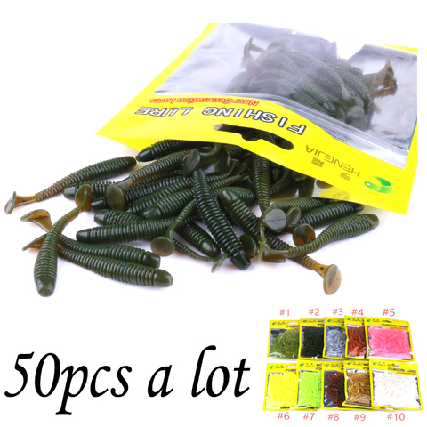 50 Pcs/Bag T Tail Silicone Soft Bait Fishing Artificial Worms Soft Lures Carp Fishing Accessories ► Photo 1/6