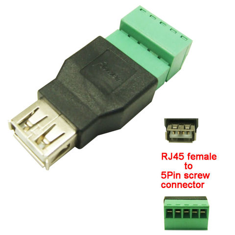 1Pcs USB female to screw connector USB plug with shield connector USB2.0 Female Jack USB female to screw terminal ► Photo 1/6