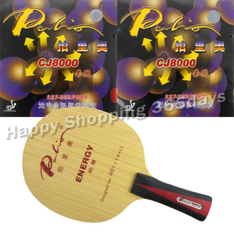 Pro Table Tennis PingPong Combo Racket Palio ENERGY 03 Blade with 2x CJ8000 H38-41 Rubbers Shakehand long handle FL ► Photo 1/1