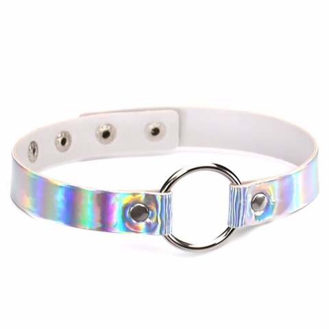 Holographic Choker Punk Festival Wear Iridescent Pink Holograph 90s choker Grunge Blue Rave  Festival Party fashion jewelry ► Photo 1/6