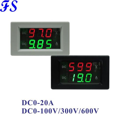 DC 0-100V 300V 600V Digital Voltmeter Ammeter DC 20A Voltage Current Meter  Volt Amp Panel Meter 0.39'' LED Voltmetre Amp Tester ► Photo 1/6