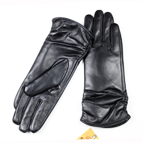 28 cm long sheepskin gloves women's elastic style multi-color velvet lining autumn and winter warm points female leather gloves ► Photo 1/6