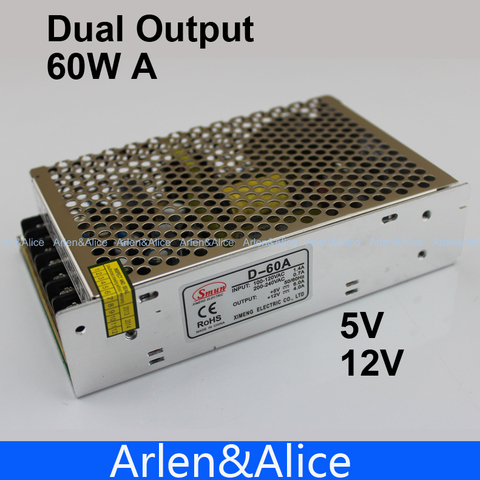 D 60W A Dual output 5V 12V Switching power supply AC to DC DC4A DC3A ► Photo 1/4