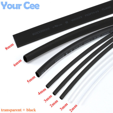 1lot Heatshrink Heat Shrink Tube Transparent + Black Insulation Sleeves Wire Wrap Cable Kit 6 Size 2mm/3MM/4MM/5MM/6MM/8MM ► Photo 1/1