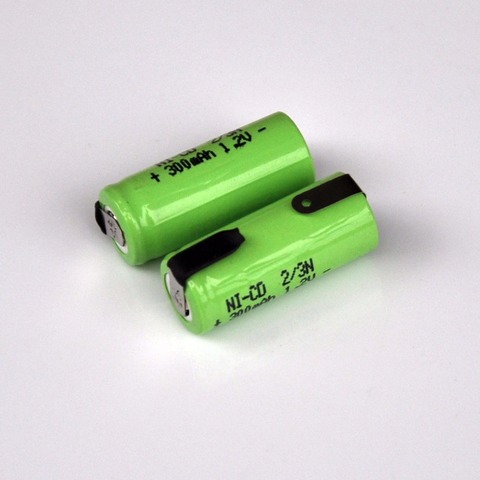 10PCS 2/3N 1.2V rechargeable battery 300mah 2/3 N ni-cd nicd cell with soldering tabs for electric shaver razor toothbrush ► Photo 1/2