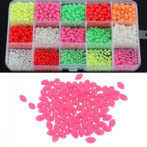 1500pcs Colorful Oval Hard Luminous Fishing Beads 3 x 4mm 4 x 6mm