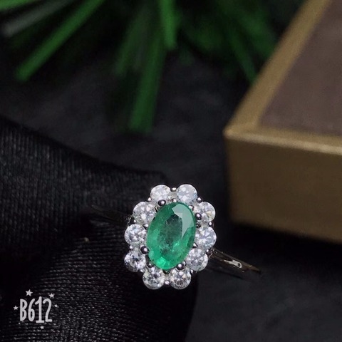 Shop promotion specials, natural emerald ring, clearance, 925 silver, size can be customized ► Photo 1/5