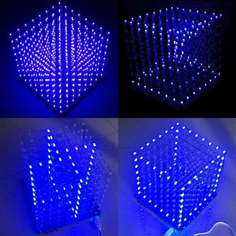 8x8x8 LED Cube 3D Light Square Blue LED Electronic DIY Kit ► Photo 1/6