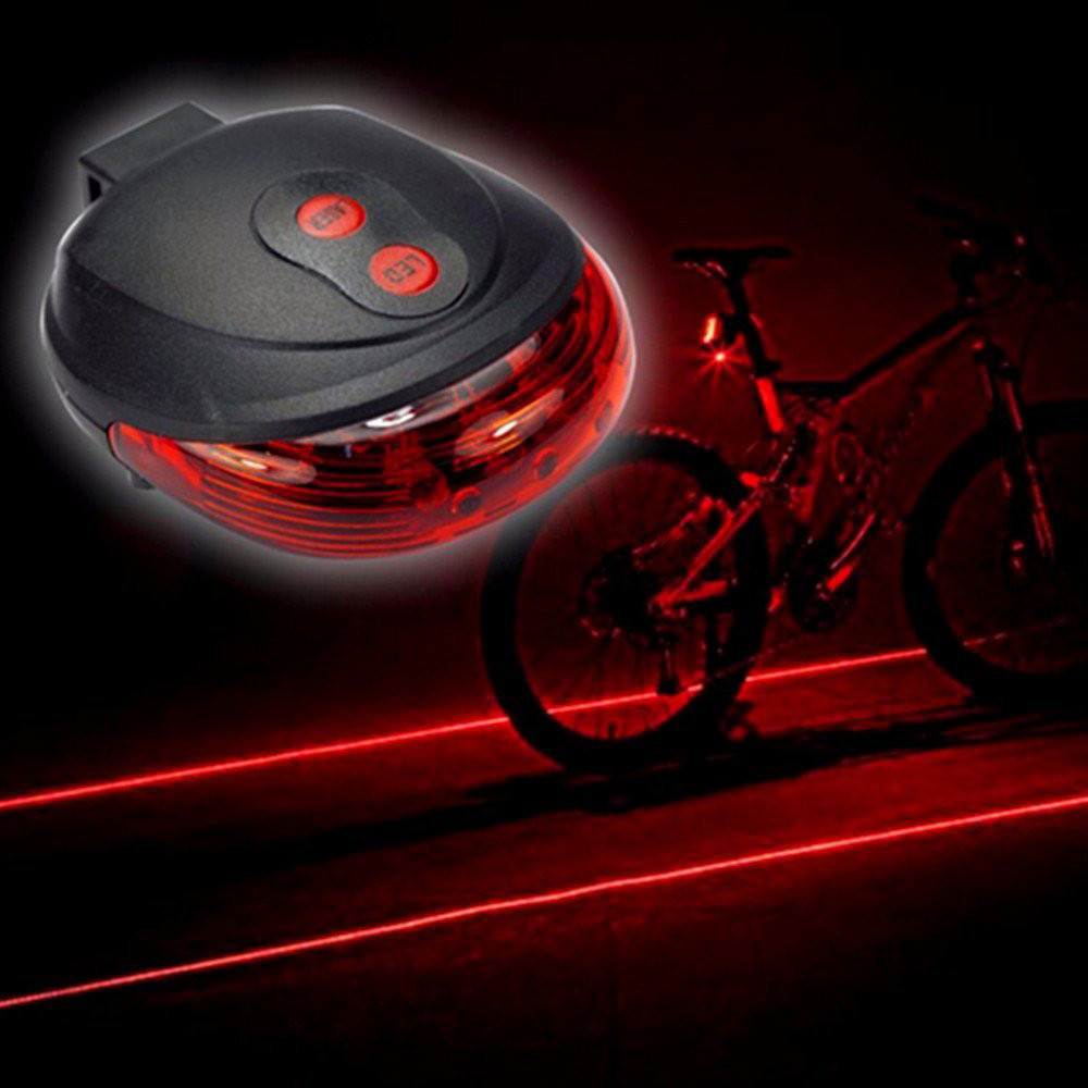 2 Laser+5 LED Flashing Rear Bike Bicycle Tail Light Lamp  Beam Safety Warning J7