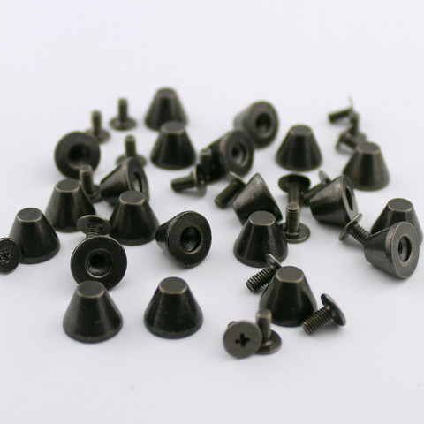 20pcs 10*8mm Gun-Black Screwback Spikes For Clothing Punk Rock Alloy Studs Rivet DIY Accessory For Leather Craft Shoes Bags ► Photo 1/6
