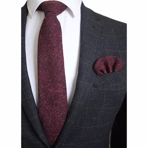 Ricnais 8cm Wool Necktie Solid Plaid Tie For Men Quality Cashmere Tie and Handkerchief Cravats Set Suit For Wedding Party ► Photo 1/6