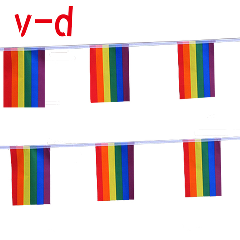 xvggdg  Rainbow string Flags  20pcs/set   Rainbow Peace Flags Banner LGBT Pride LGBT Flag Lesbian Gay Parades string Flags ► Photo 1/2