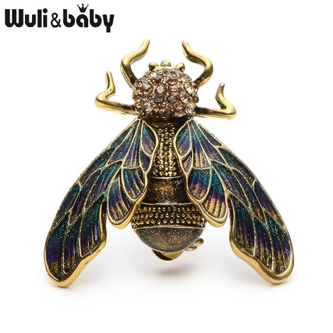 Wuli&Baby Rhinestone Alloy Gold Silver Color Cicada Brooches For Women And Men Crystal Enamel Brooch Pins Christmas Gifts ► Photo 1/6