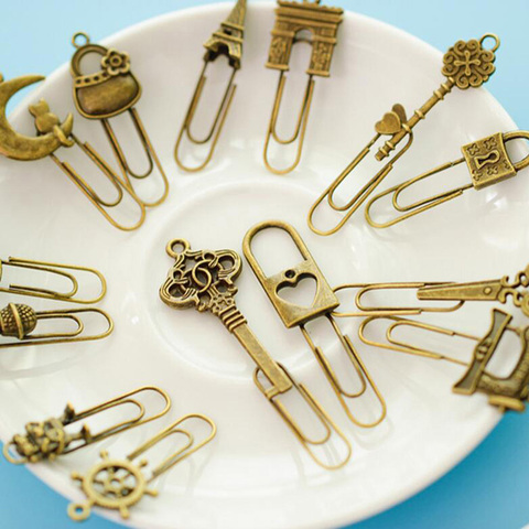10 Piece/lot Cute Metal Bookmark Vintage Key Bookmarks Paper Clip For Book Stationery Free Shipping School Office Book Marks ► Photo 1/6