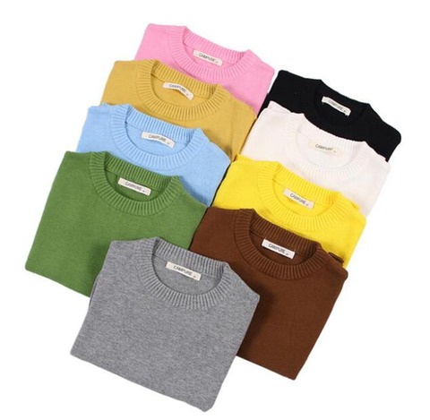 New 2022 Baby Boys Girls Sweater Kids Pullover Solid Color Cotton Knitwear Sweater Brand Cotton Long-Sleeve Children Knit Tops ► Photo 1/6