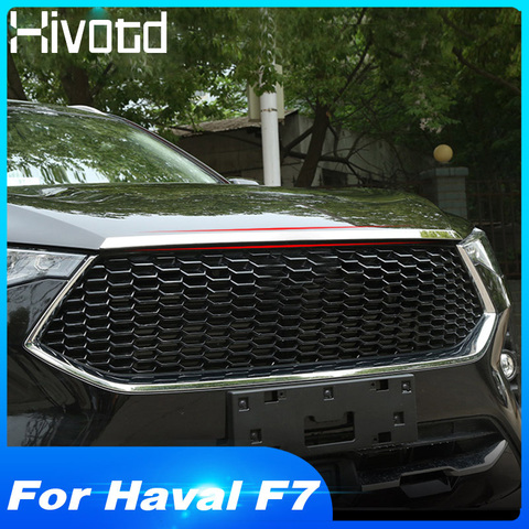 Hivotd For Haval F7 2022 Car Accessories Front Engine Cover Trim Grill Mesh Lip Shape Decorative Strip Exterior Chromium Styling ► Photo 1/6