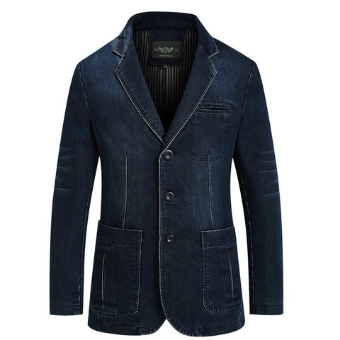 New Mens Denim Blazer Men Fashion Cotton Vintage Suit Jacket 4XL Male Blue Coat Denim Jacket men slim fat Jeans Blazers BG2182 ► Photo 1/5