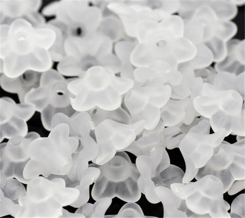 DoreenBeads 50/200/800Pcs White Transparent Lily Flower Frosted Acrylic Beads Handmade Loose Spacer Beads for DIY Jewelry Making ► Photo 1/6