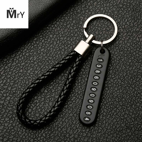 Anti-lost Car Keychain Phone Number Card Keyring Phone Number Plate Key Ring Auto Vehicle Key Chain Accessories ► Photo 1/6