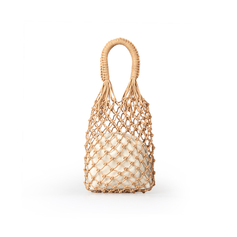 INS Chic Summer Beach Bags Cotton Hollow Out Basket Composite Bag Leisure Straw Bag for Girls Women Handbags Mesh Rope Net Bags ► Photo 1/6