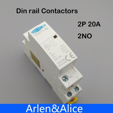 1PCS TOCT1 2P 20A 220V/230V 50/60HZ Din rail Household ac Modular contactor  2NO ► Photo 1/6