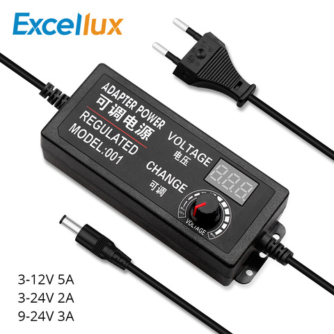 Adjustable Power Adapter AC To DC 3V-12V 3V-24V 9V-24V With Universal Supply Display Screen Power Volt Switching Charger Adapter ► Photo 1/6