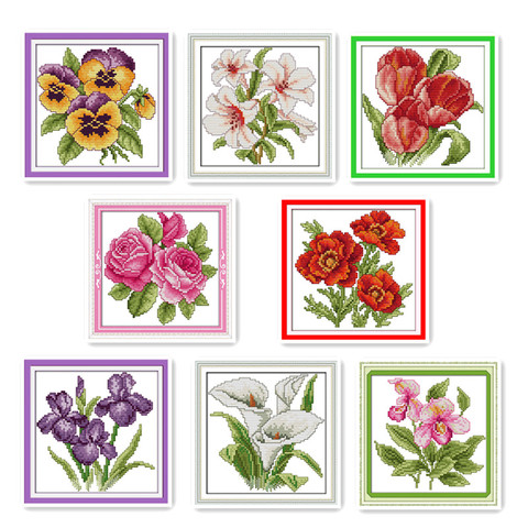 Small happy flowers DIY Embroidery Cross Stitch Kit Small size flowers family decorative patterns embroidery needlework sets ► Photo 1/6