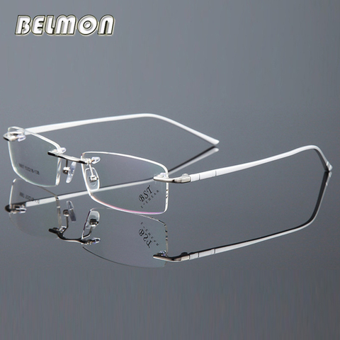 Belmon Spectacle Frame Men Rimless Eyeglasses Computer Prescription Optical For Male Eyewear Clear Lens Glasses Frame RS739 ► Photo 1/6