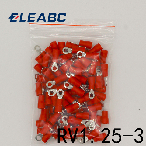 RV1.25-3 Red Ring Insulated Wire Connector Electrical Crimp Terminal RV1.25-3 Cable Wire Connector 100PCS RV1-3 RV ► Photo 1/2