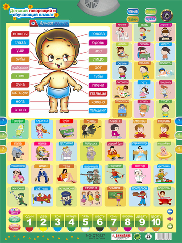 QITAI Russian Phonetic Talking Poster Russia baby Language learning machine kids Educational toy Gift Phonic Wall Hanging Chart  ► Photo 1/6