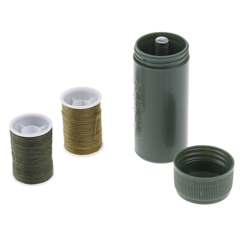 1Pc Mini  Needles Craft Sewing Box Set Army Green Portable Sewing Kit Sewing Kit Cylinder Case Portable Travel With Threads ► Photo 1/6