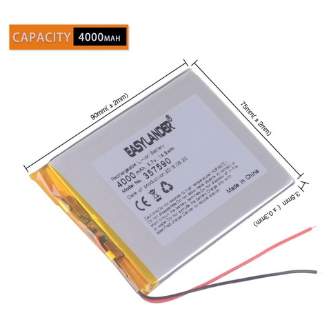 357590 4000mAh 3.7V Rechargeable Li-Polymer battery For 7