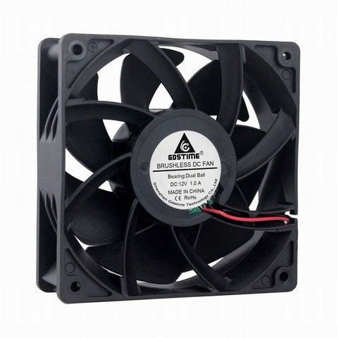 1 Piece Gdstime DC 12V Dual Ball 120*120*38mm 12cm High Air Pressure Airflow 240CFM 12038B Cooling Fan 120mm x 38mm 1.0A 2Pin ► Photo 1/1