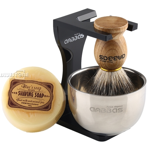 Anbbas Barber Shaving Brush Badger Hair+Black Acrylic Stand+bowl+Soap Set ► Photo 1/6