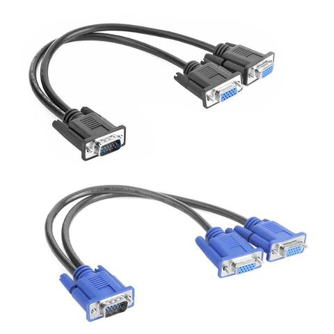 VGA Splitter Cable 1 Computer to Dual 2 Monitor Adapter Y Splitter Male to Female VGA Wire Cord for Laptop Desktop PC ► Photo 1/6