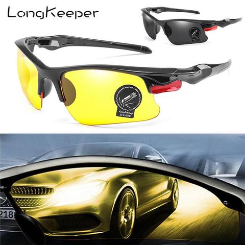 LongKeeper Car Night Vision Glasses Men Anti Glare Night-Vision Driving Glasses Yellow Lens Goggles UV Protection Sunglasses ► Photo 1/6