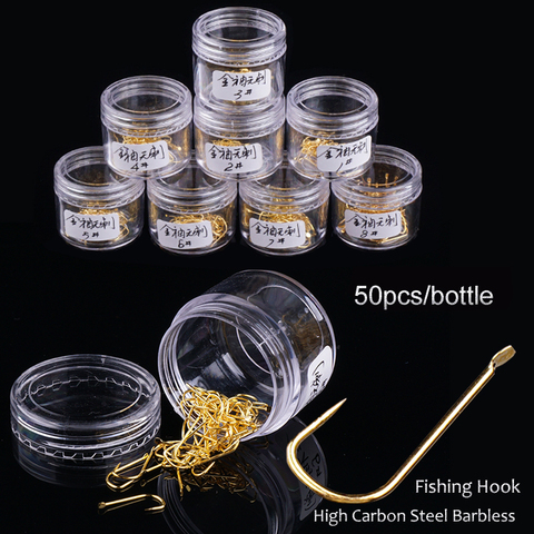 50pcs/Bottle Barbless Fishing Hooks High Carbon Steel Material 1# 2# 3# 4# 5# 6# 7# 8# Crucian Preferred Fishhook Fishing Tackle ► Photo 1/6