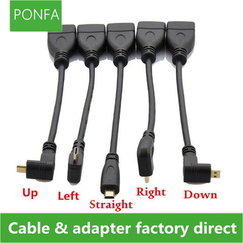 Up Down Right Left Angled Micro HDMI to HDMI Male to Female adapter connector 10cm for HDTV Type D hdmi micro hdmi cable angle ► Photo 1/1