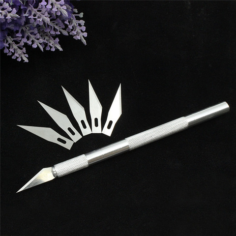 1 Set/ Metal Handle Scalpel Tool Craft Cutter Pen Engraving Hobby DIY Knife + 6 Pcs Blade for Phone Laptop Repair ► Photo 1/6