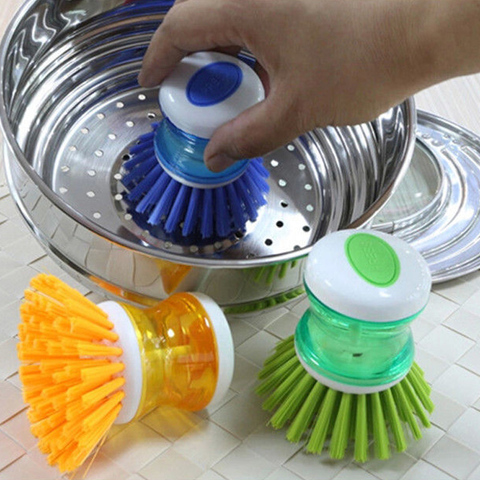 Random Color Liquid Soap Pressure Washing Brush Pot Dish Bowl Cleaning Brushes Scrubber Hand Washing Creative Kitchen Tools ► Photo 1/1