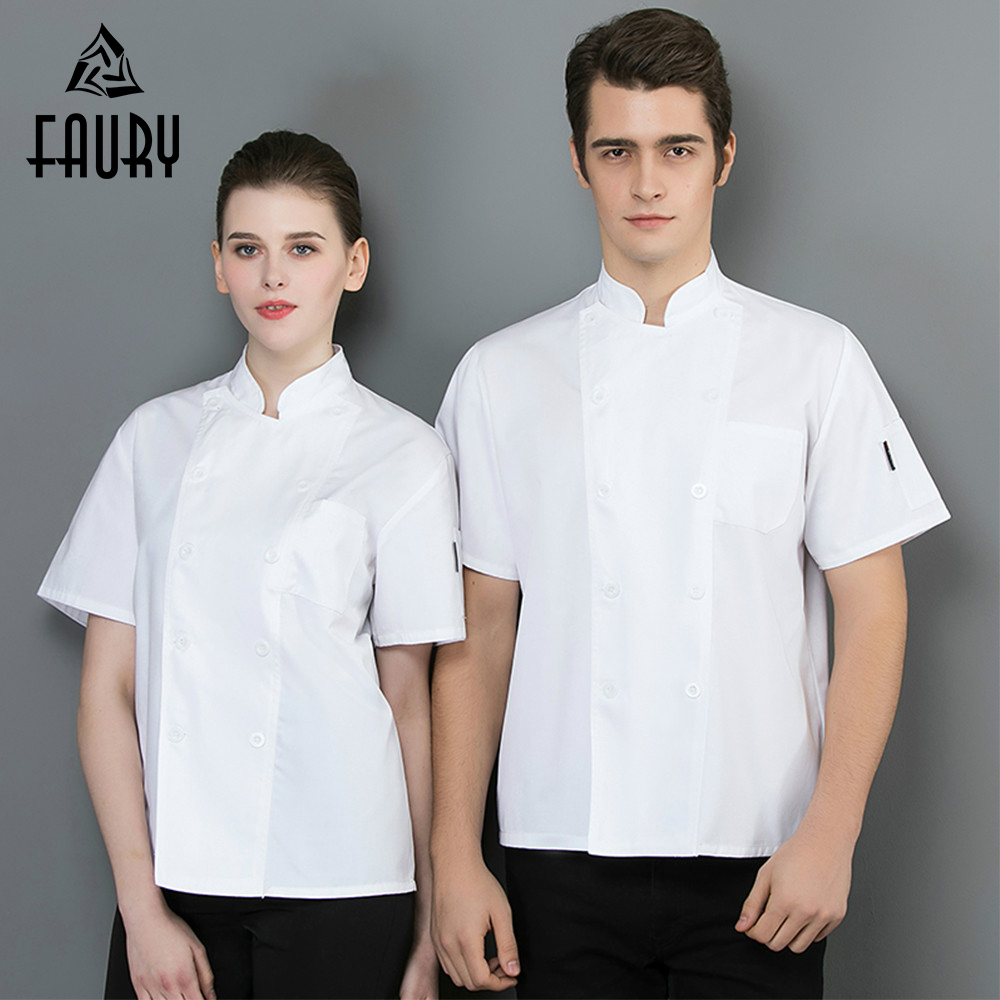 Chef Short Sleeve Work Wear Restaurant Jacket Kitchen Tops Uniform Coat Z 