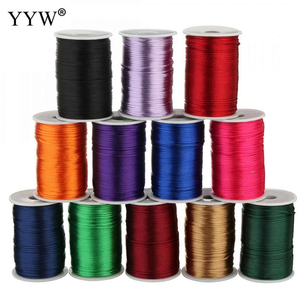 Black 100Yards/PC Braided Nylon Cord 2mm Different Color