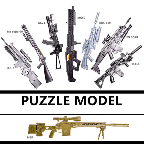 1/6 Scale 4D HK416 AK74 MG62 MSR Sniper Rifle Assembly Gun Model Puzzle Building Bricks Gun Weapon For Action Figure ► Photo 1/6